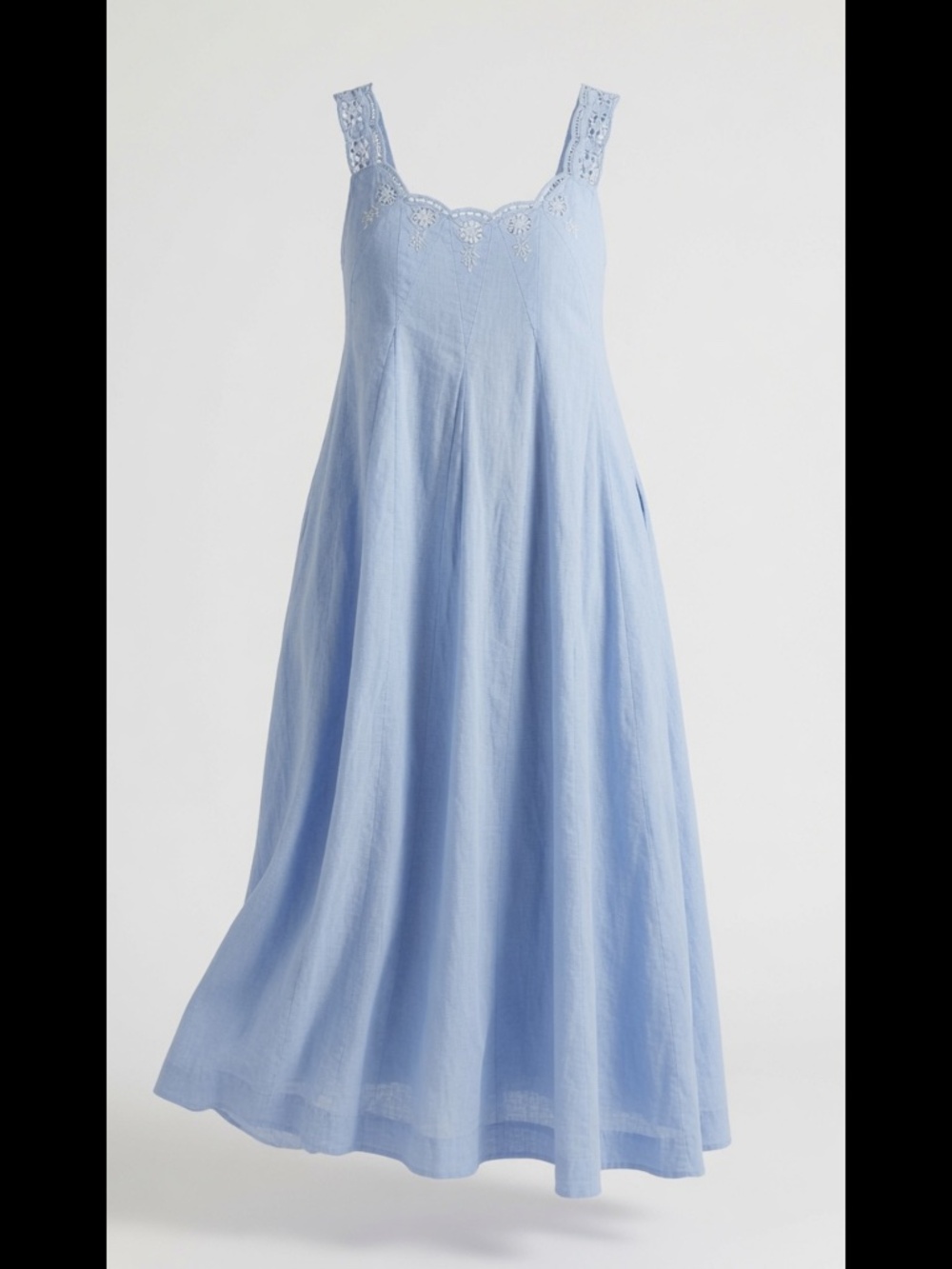 Free People To The Moon Maxi Dress in Poplin Blue Sz XL EUC $168R - Picture 10 of 11